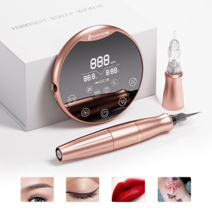 BIOMASER Newest P90 Permanent Makeup Tattoo Machine 2 Head Rose Gold Microblading Pen Equipment 3D Microblading Tattoo Gun Set