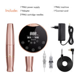 BIOMASER Newest P90 Permanent Makeup Tattoo Machine 2 Head Rose Gold Microblading Pen Equipment 3D Microblading Tattoo Gun Set