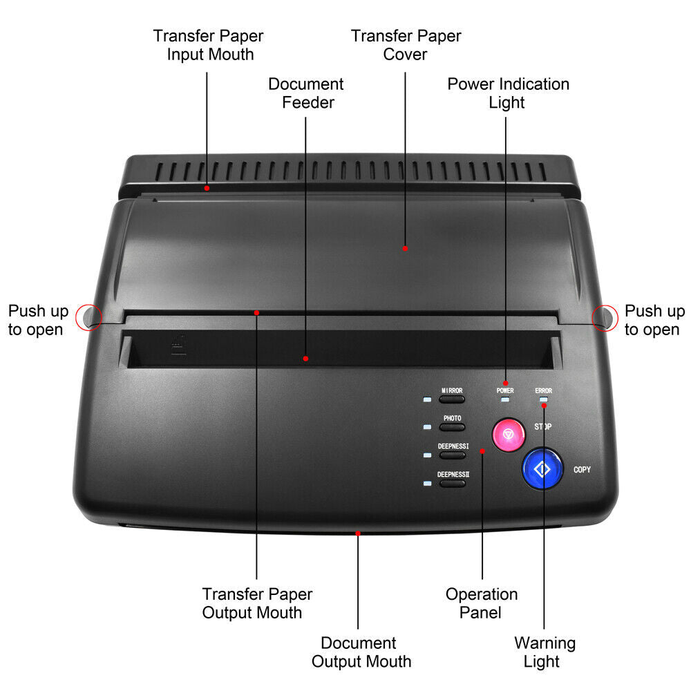 TATELF Tattoo Stencil Printer Portable Mini Tattoo Transfer Machine Thermal  Tattoo Printer Copier with 20pcs Transfer Paper for tattooing